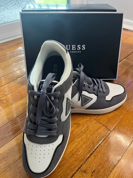 GUESS Gray and White Men's Low-Top Sneakers - Picture 2 of 10
